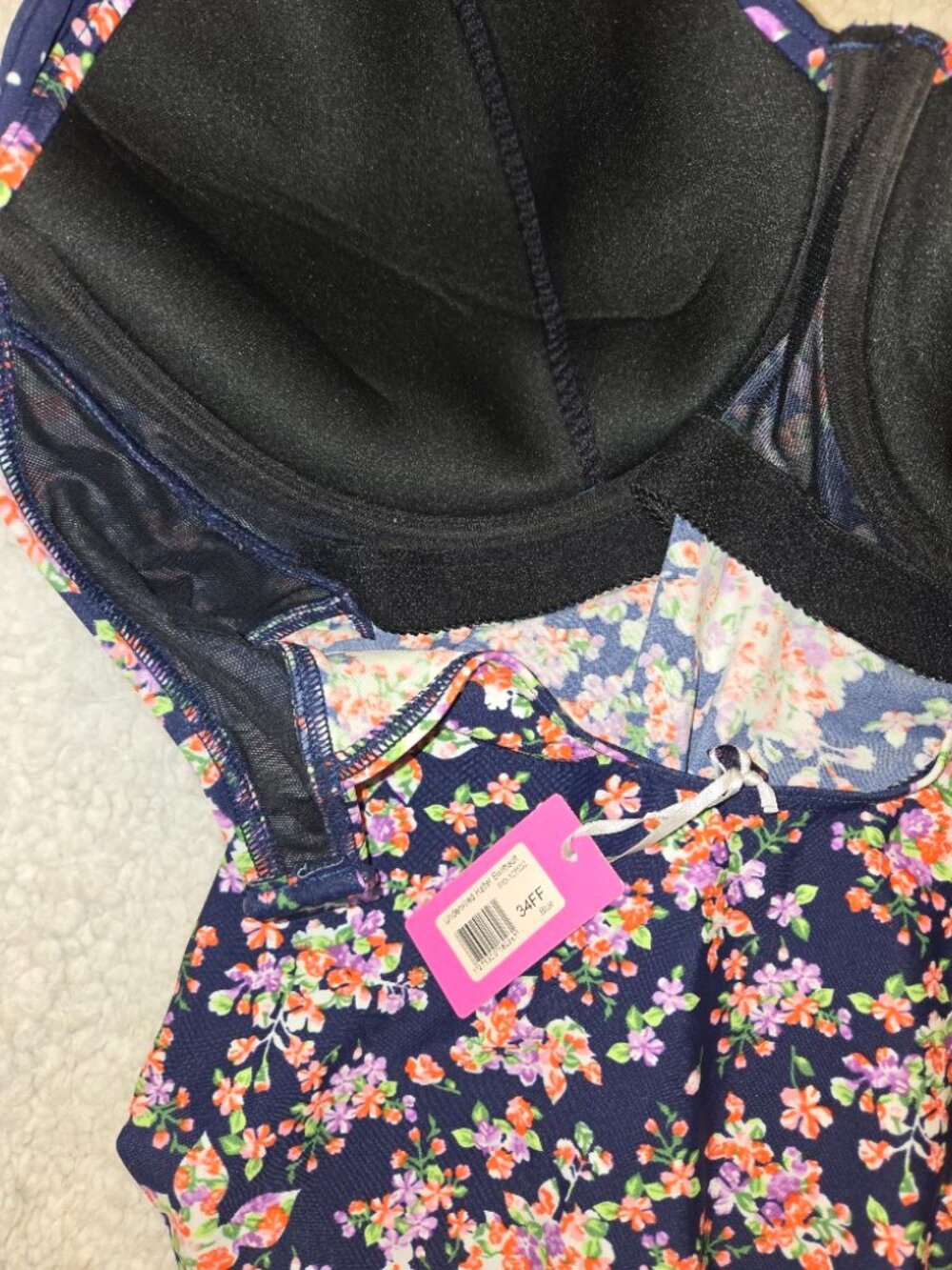 NWT Figleaves Floral Underwire Halter One Piece Swimsuit 34FF Full Bust - Picture 4 of 5